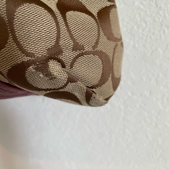 Coach Park signature hobo, jacquard, print, burgundy, trim F 30341 top zip - Picture 8 of 11